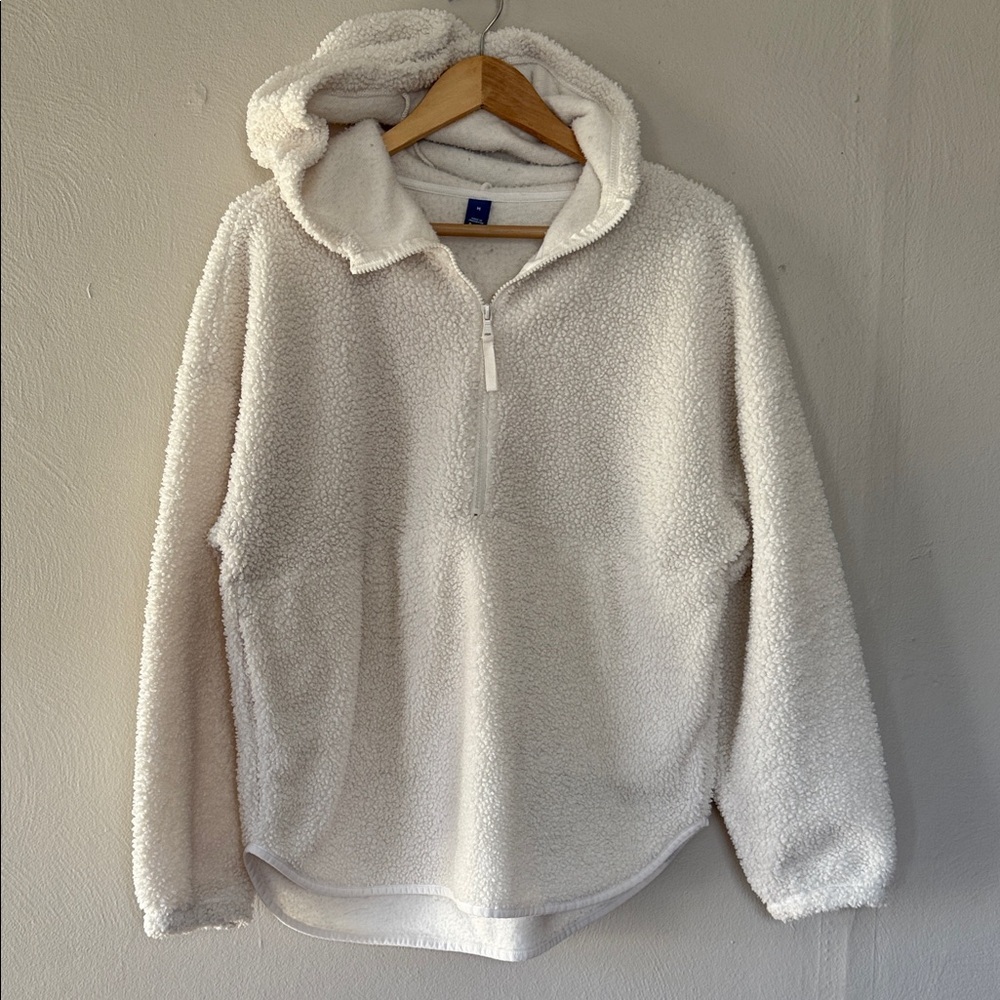 Old Navy White Fleece boucle Hoodie Sweater medium
